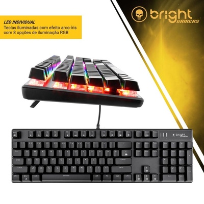 TECLADO GAMER USB MECANICO TANK GTC560 BRIGHT PRETO - Imagem 5