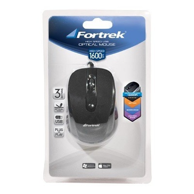 MOUSE USB 1600DPI FK416M FORTREK PRETO - Imagem 3