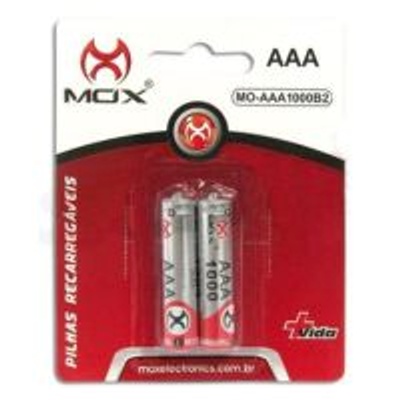 PILHA RECARREGÁVEL AAA 1000MAH MOX COM 2 UNIDADES - Imagem 2
