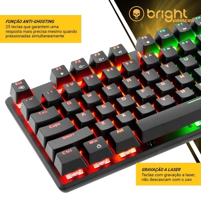 TECLADO GAMER USB MECANICO TANK GTC560 BRIGHT PRETO - Imagem 3