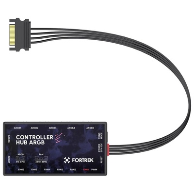 COOLER KIT 3 FANS 12MM ARGB COM CONTROLE E CONTROLADORA FROSTY ARGB FORTREK - Imagem 2