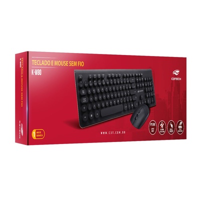 TECLADO E MOUSE SEM FIO C3 TECH K-W80BK PRETO - Imagem 4