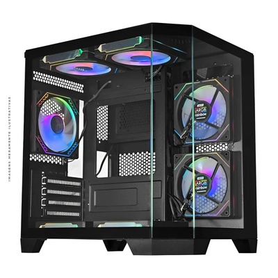 GABINETE GAMER MICRO ATX AQUARIO ANGULO CG 0620 K-MEX PRETO - Imagem 2