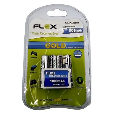 PILHA RECARREGÁVEL AAA 1000MAH FLEX COM 4 UNIDADES - Imagem 2