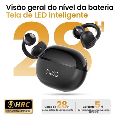 FONE DE OUVIDO AURICULAR BT HAYLOU 0W03 AIRFREE PRETO - Imagem 4