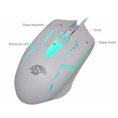 TECLADO E MOUSE GAMER KM52+MOA8 RGB K-MEX BRANCO - Imagem 3