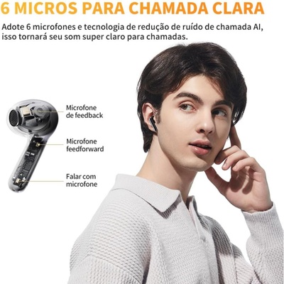 FONE DE OUVIDO AURICULAR BT QCY AILY BUDS PRO ANC BH23HT10A PRETO - Imagem 5
