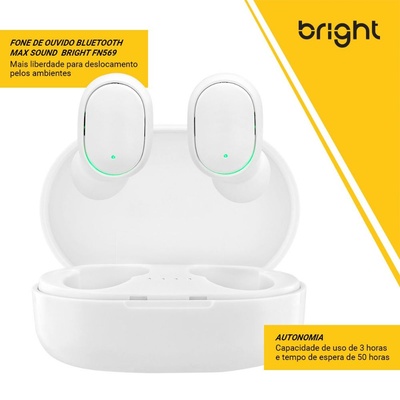 FONE DE OUVIDO AURICULAR BT MAX SOUND FN569 BRIGHT BRANCO - Imagem 2