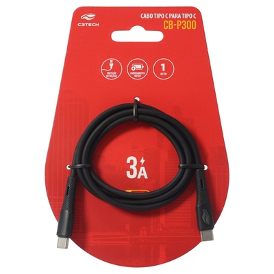 CABO CELULAR TIPO C PARA TIPO C 1 MT CB P300 C3 TECH - Imagem 2