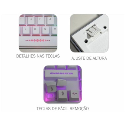 TECLADO E MOUSE GAMER KM52+MOA8 RGB K-MEX BRANCO - Imagem 5