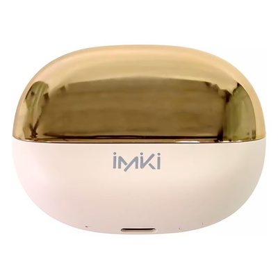 FONE DE OUVIDO AURICULAR BT IMIKI T14 BEGE E DOURADO - Imagem 2