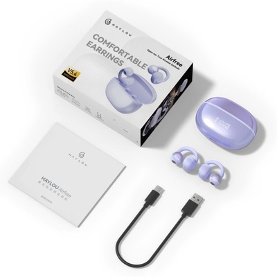 FONE DE OUVIDO AURICULAR BT HAYLOU 0W03 AIRFREE PURPLE - Imagem 3