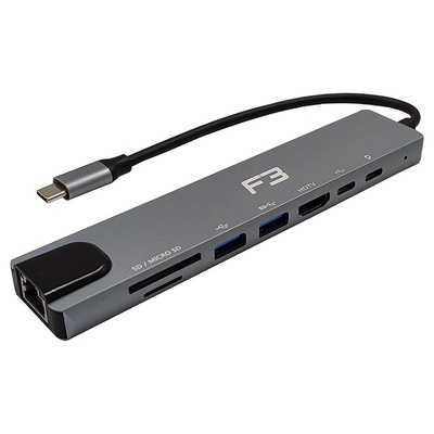 HUB ADAPTADOR TYPE C 8 EM 1 PARA HDMI/TYPE C USB 3.0/USB 2.0/MICRO SD SDE LAN JC TYC 860 F3 - Imagem 3