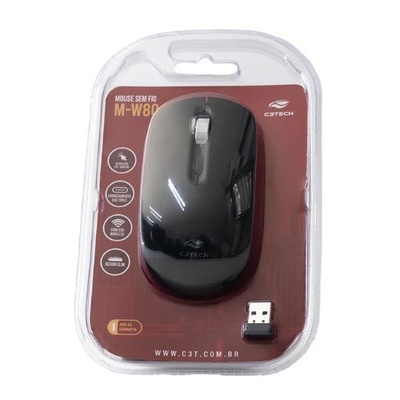 MOUSE SEM FIO RECARREGAVEL 1600DPI M-W80BK PRETO C3TECH - Imagem 4
