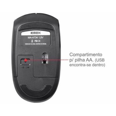 TECLADO E MOUSE SEM FIO KA6029 K-MEX PRETO - Imagem 5