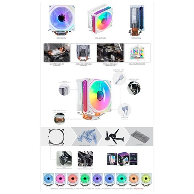 COOLER AIR COOLER UNIVERSAL INTEL AMD AC05 120MM BRANCO K-MEX - Imagem 2