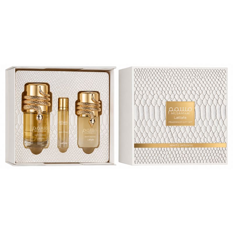 PERFUME LATTAFA MUSAMAM WHITE INTENSE KIT 3 PÇS UNISSEX EDP 100ML ARABE